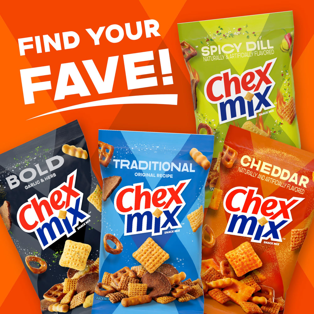 Chex Mix Cheddar tub road-trip snack perfect for car rides.