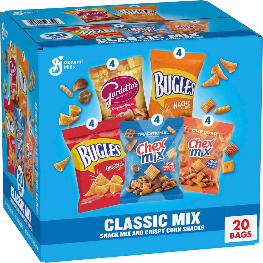 Chex Mix Classic Variety Pack front view for on-the-go snacking options.