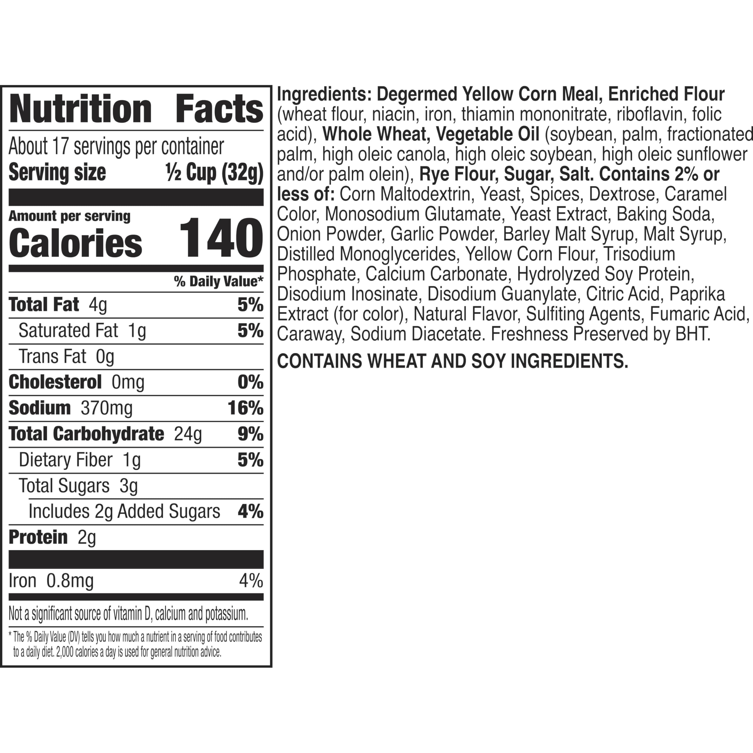 Chex Mix with corn and wheat Chex, rye chips, and pretzels for a crunchy bite.