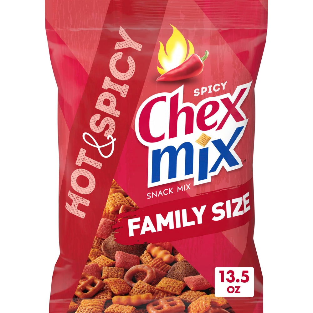Chex Mix Hot and Spicy bag—family size for movie night sharing