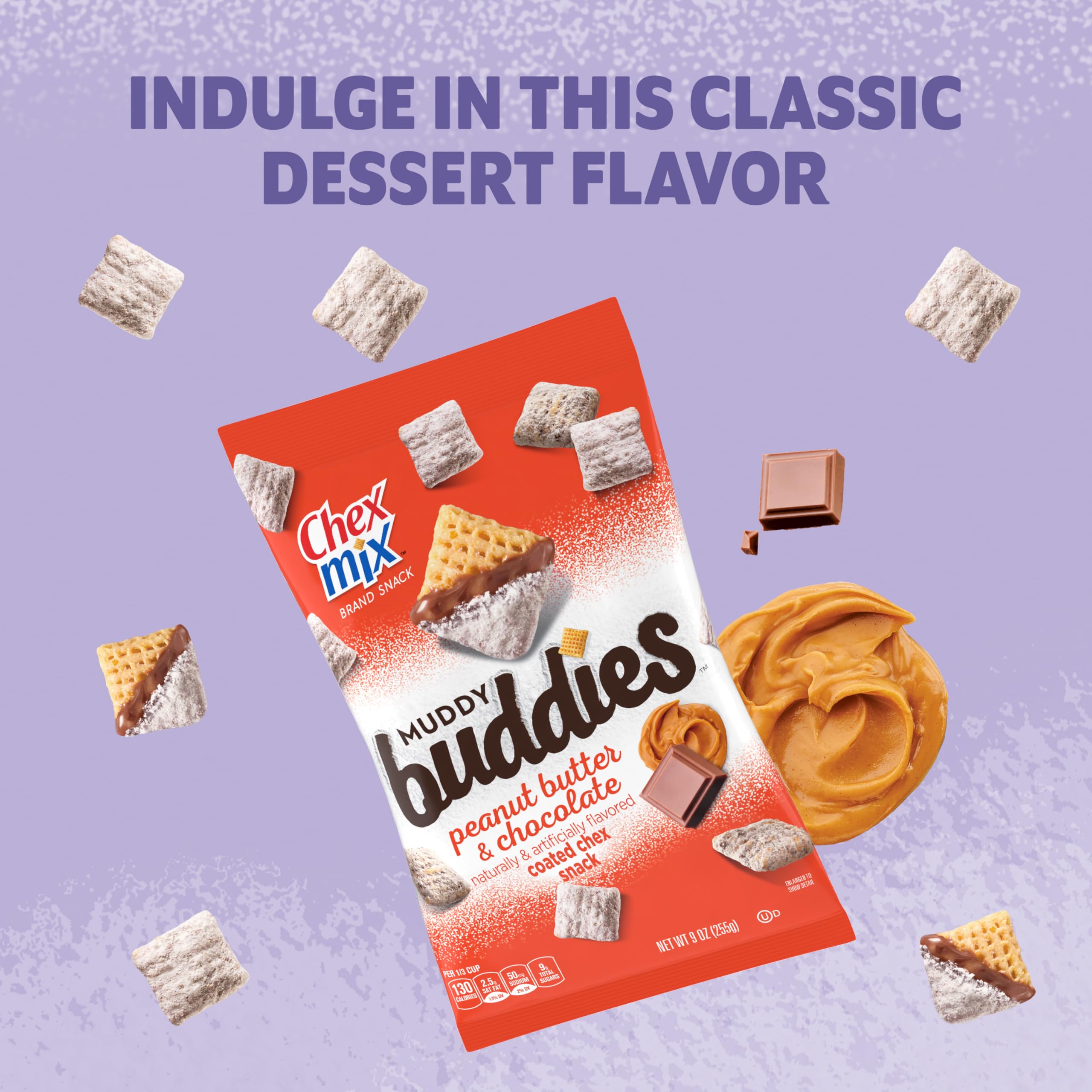 Chex Mix Muddy Buddies crisp Corn Chex pieces, ideal for lunch boxes.