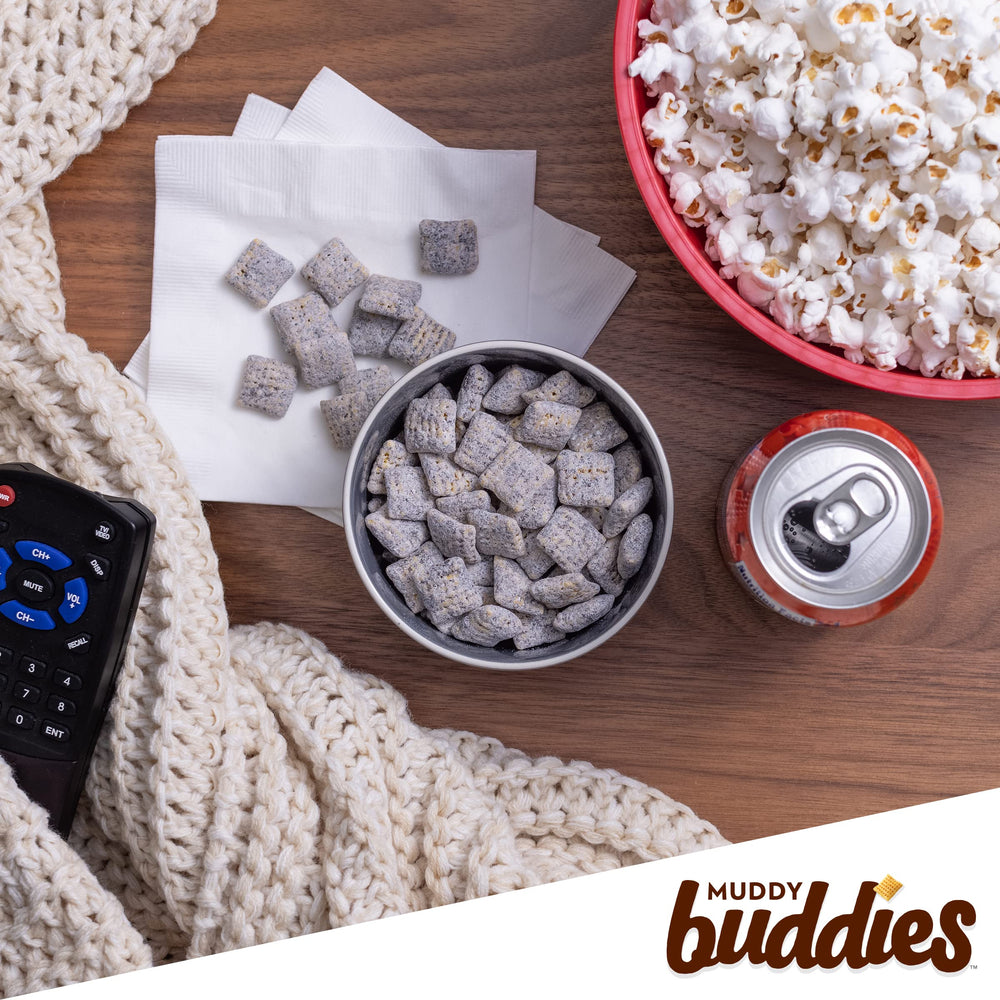 Chex Mix Muddy Buddies pantry staple for quick treats and little indulgences.