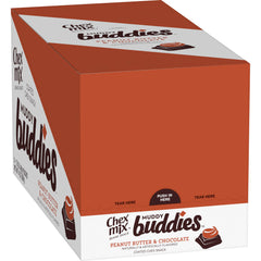 Chex Mix Muddy Buddies 8-count packaging close-up, ideal for on-the-go snacking.
