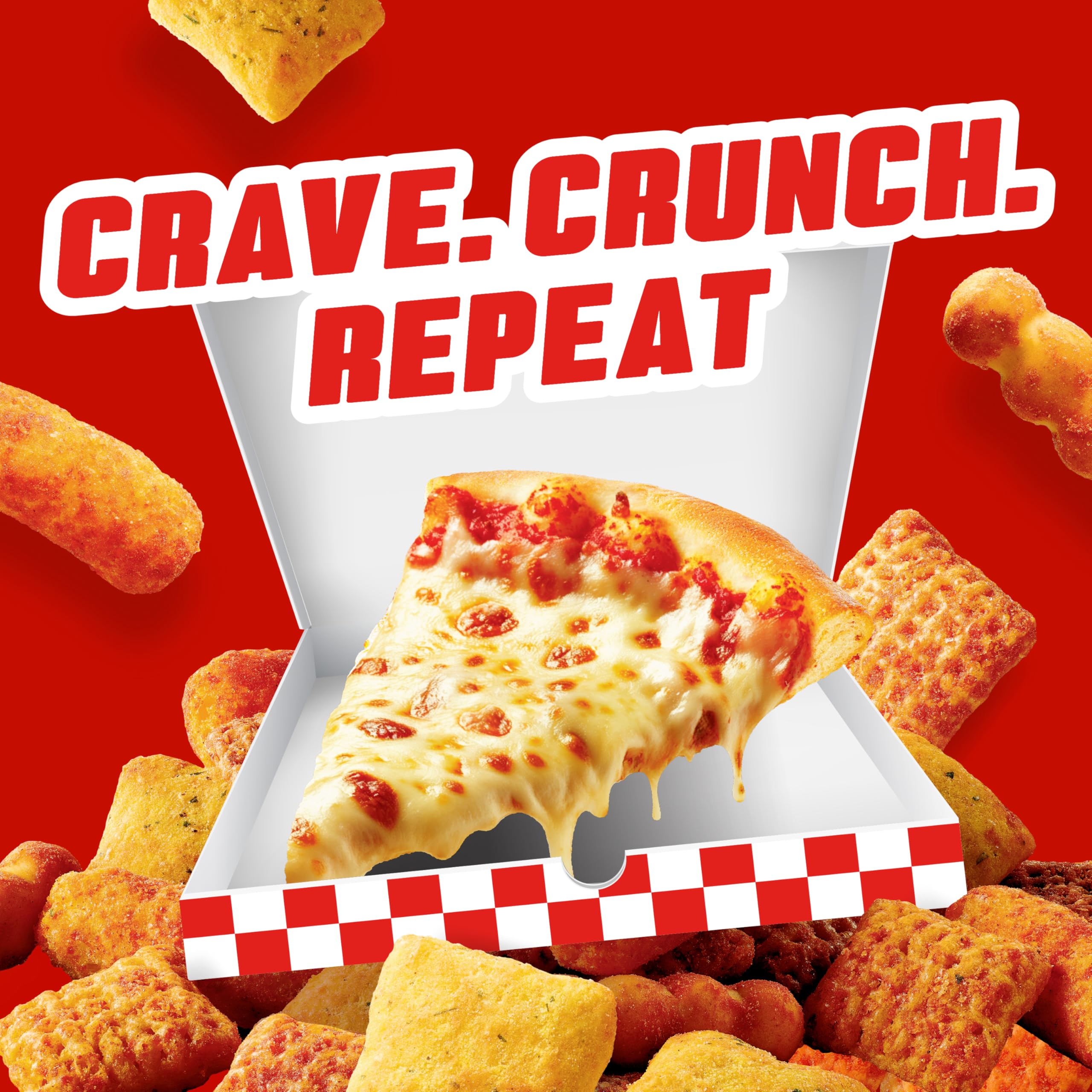 Chex Mix Remix cheese puffs close-up showcases cheese flavor and crunch