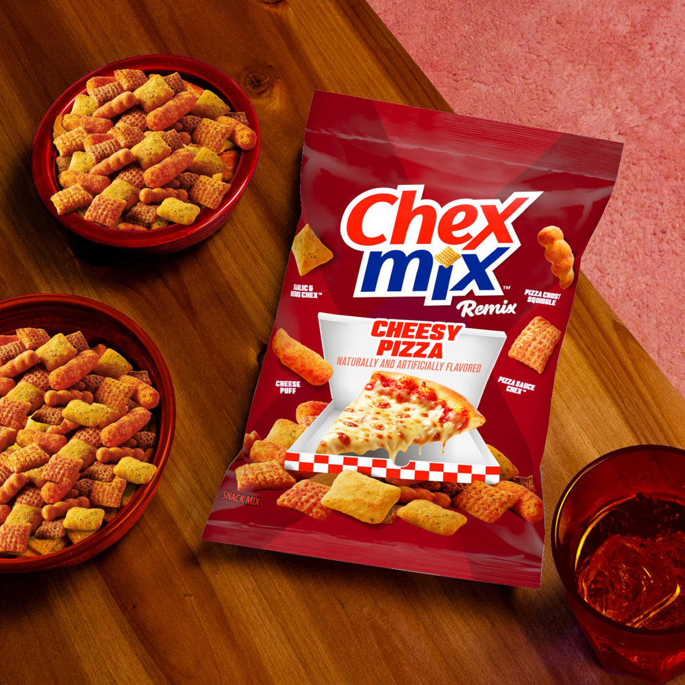 Chex Mix Remix family size bag opened for movie night snacks