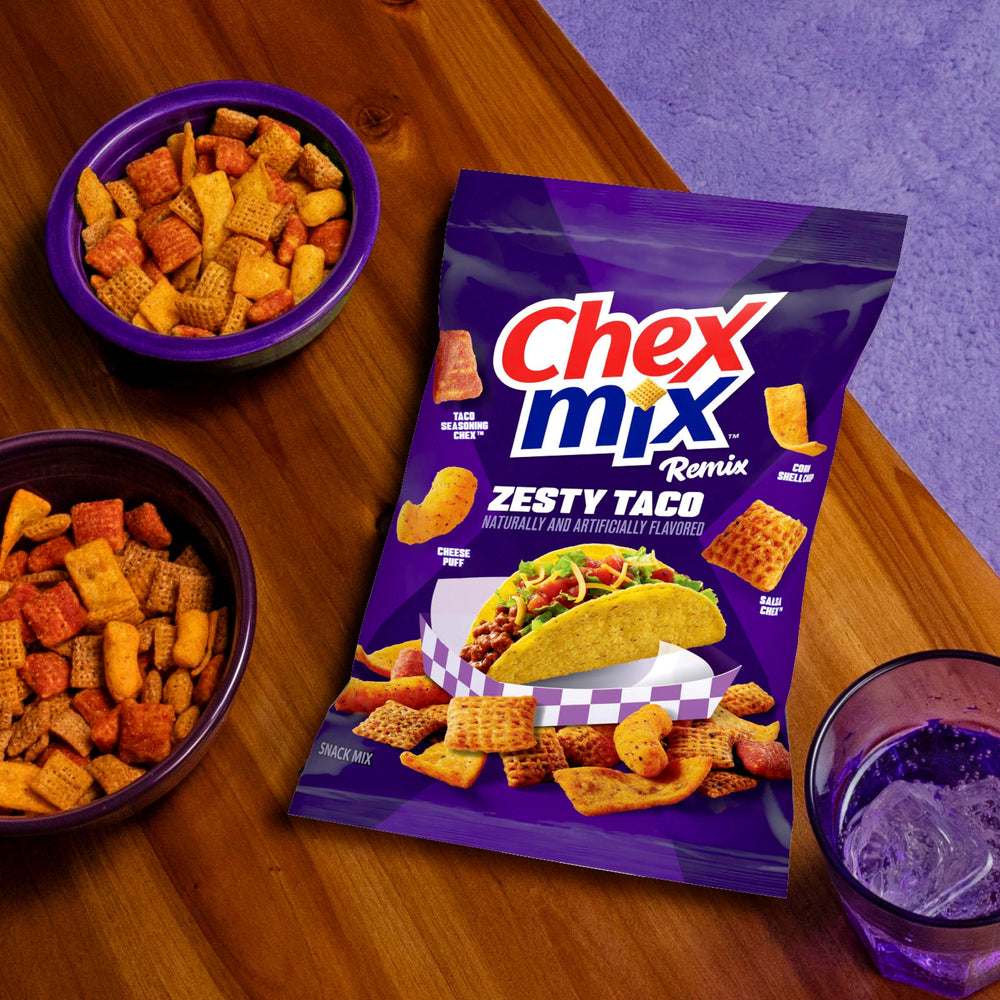 Chex Mix Remix Zesty Taco kids snack during play or study breaks.