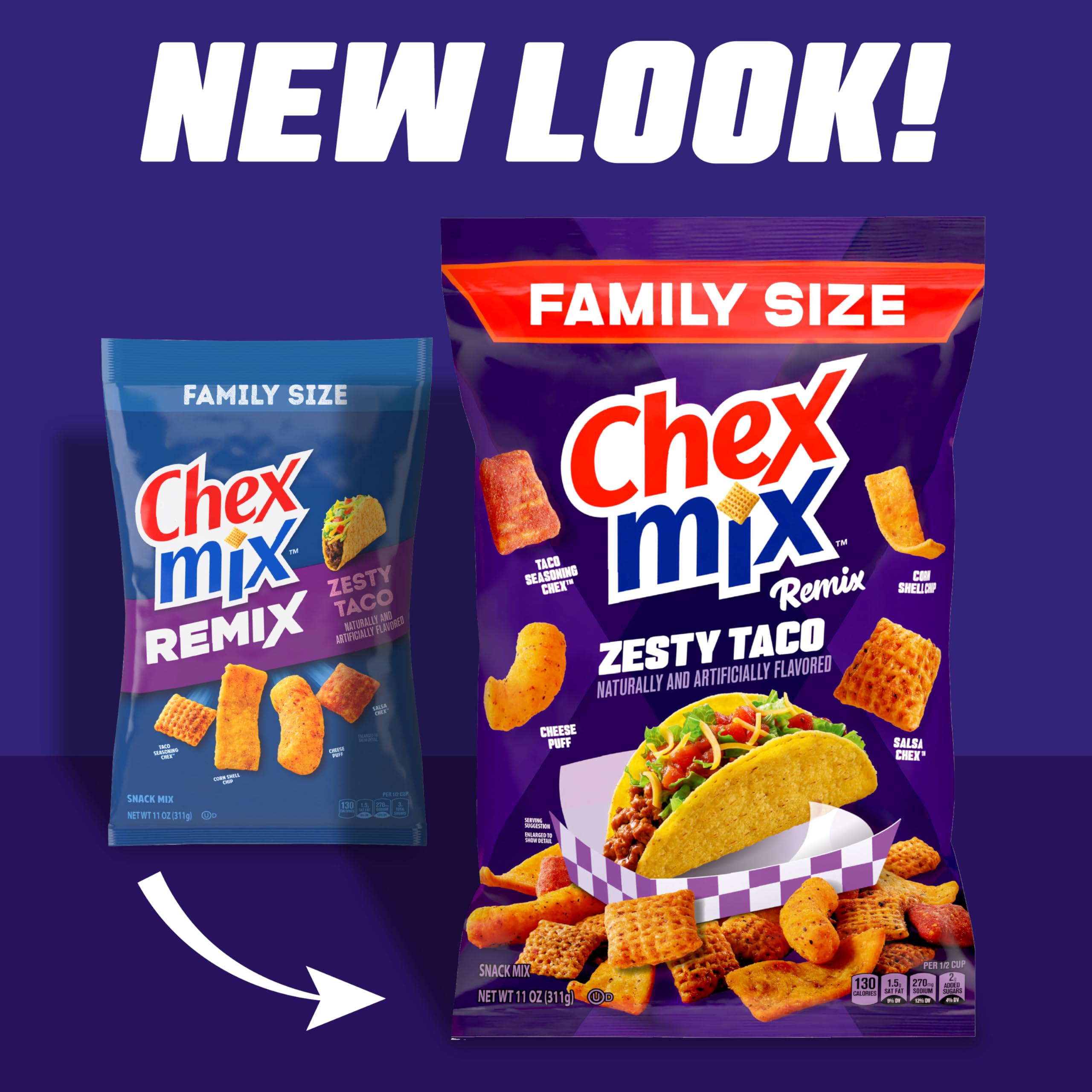 Chex Mix Remix Zesty Taco snack bowl pour highlights crunch for gatherings.