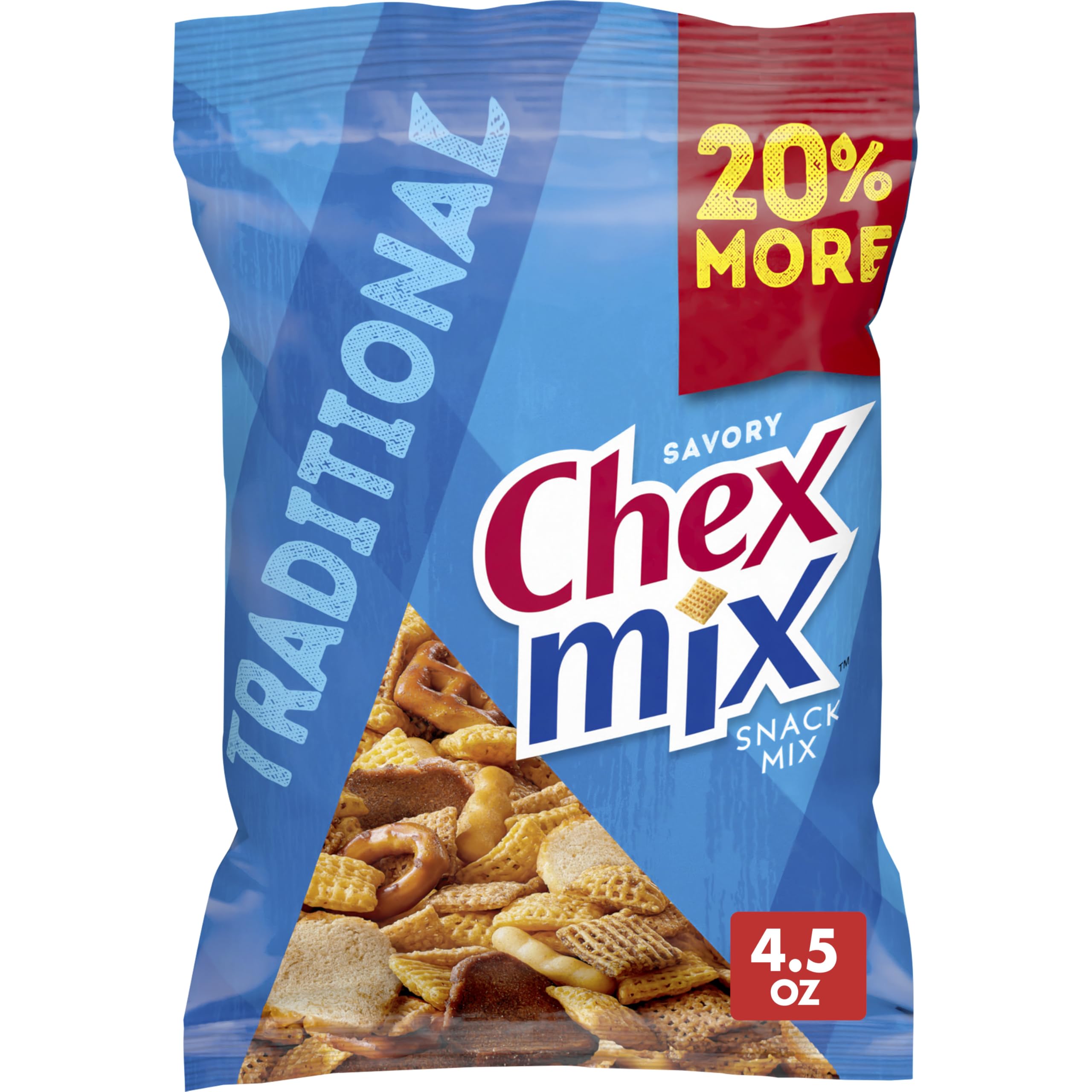 Chex Mix Savory Traditional Snack Mix 4.5 oz bag—perfect for on-the-go snacking.