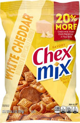 Chex Mix Savory White Cheddar in hand, ideal for sharing