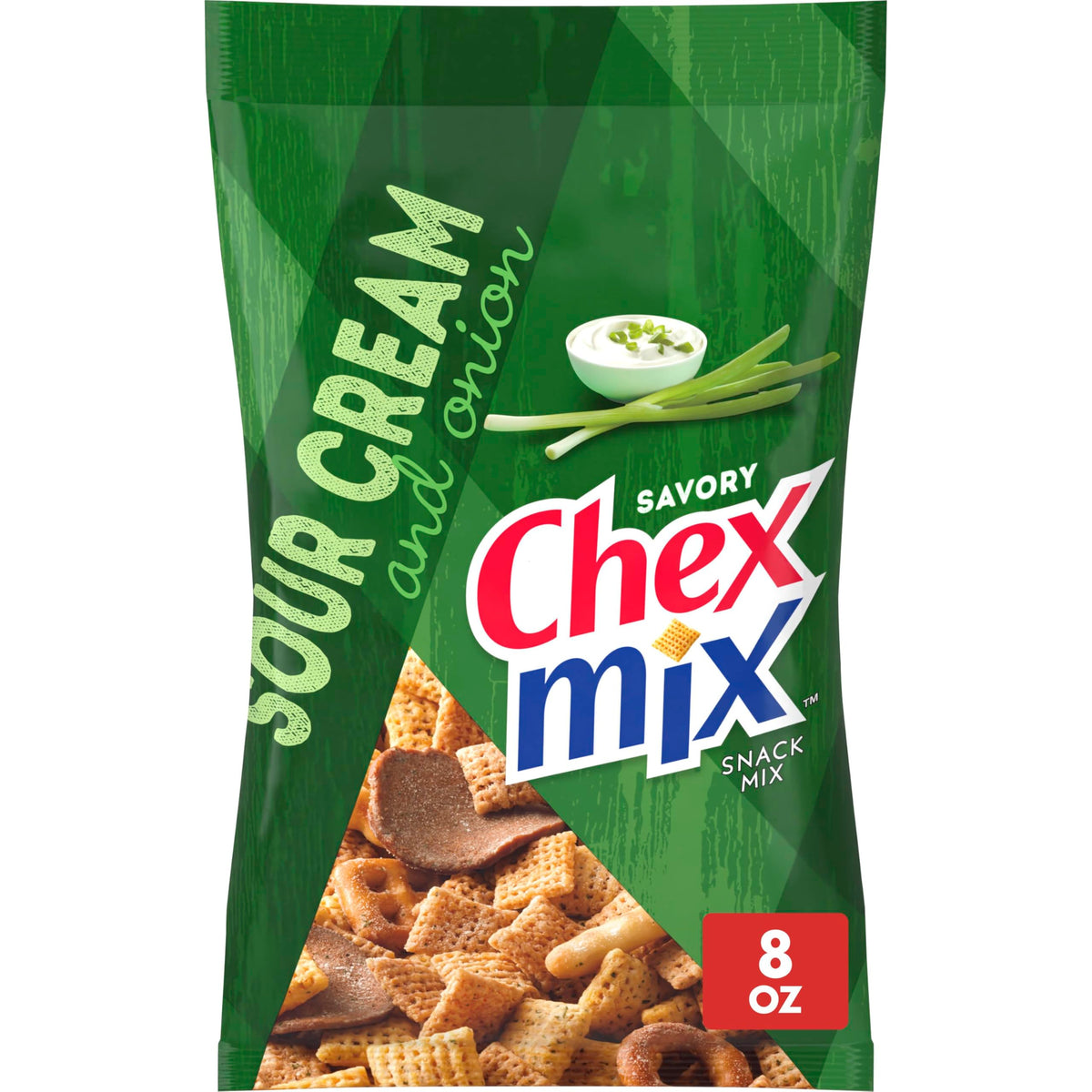Chex Mix Sour Cream and Onion bag and bowl ready for sharing at gatherings