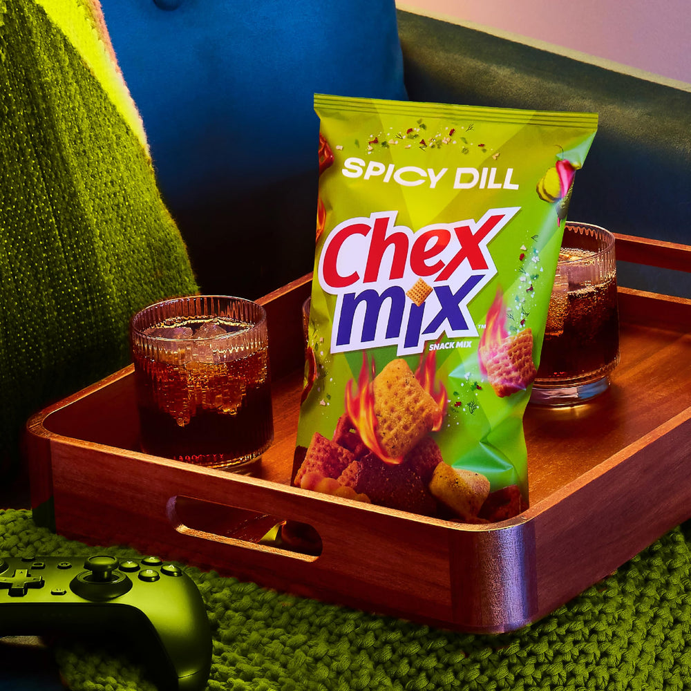 Chex Mix Spicy Dill bag is a road trip pantry staple