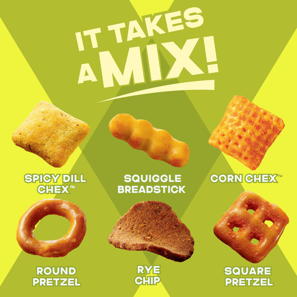 Chex Mix Spicy Dill snack bag is convenient for sharing at gatherings