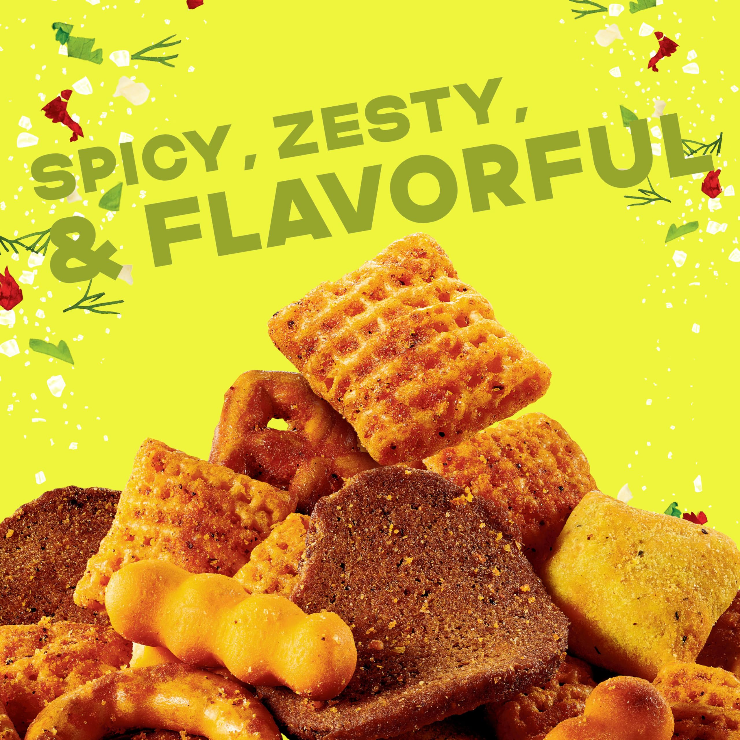 Chex Mix Spicy Dill squiggle breadsticks create playful shapes