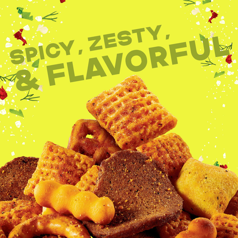Chex Mix Spicy Dill squiggle breadsticks create playful shapes