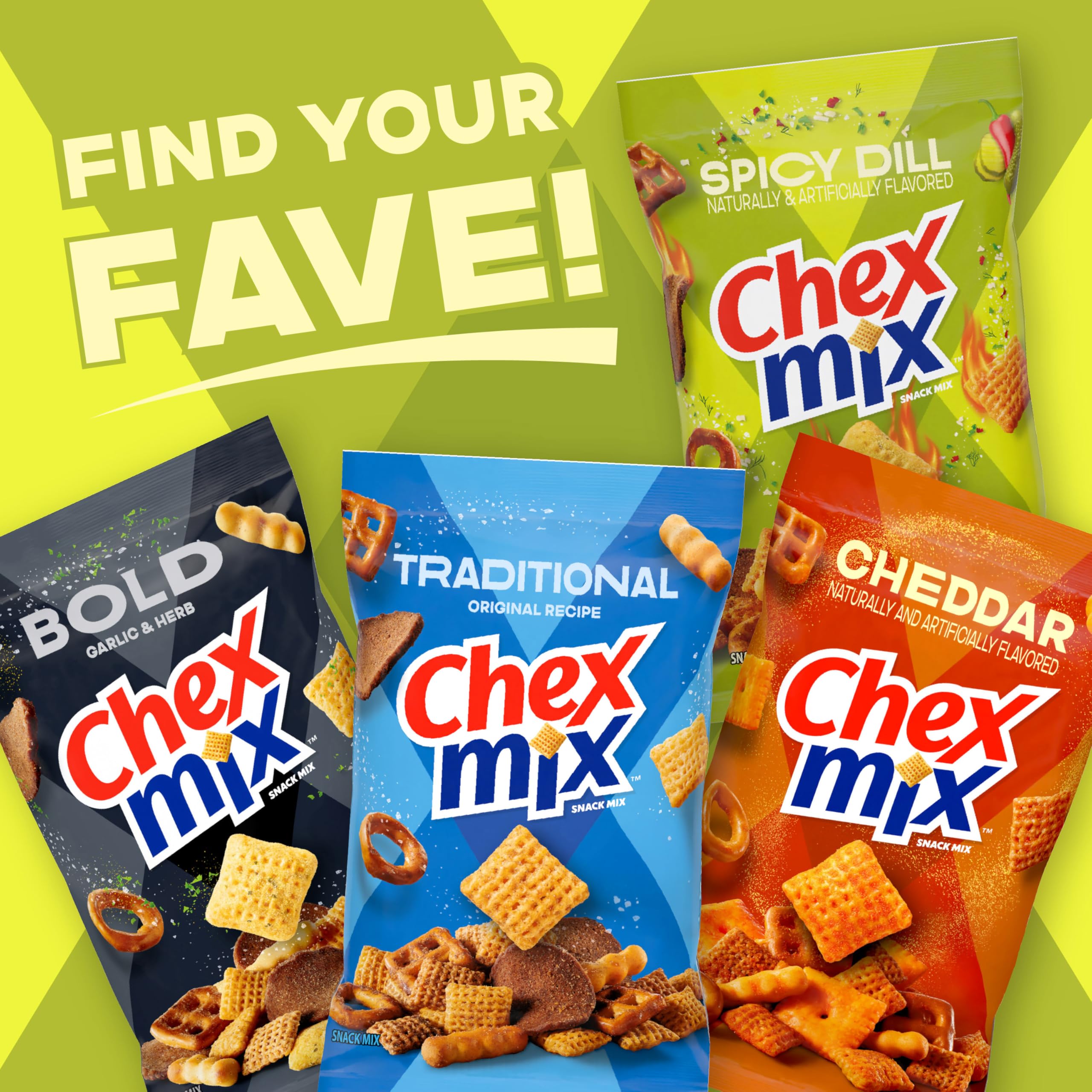 Chex Mix Spicy Dill family-size bag supports sharing on any occasion