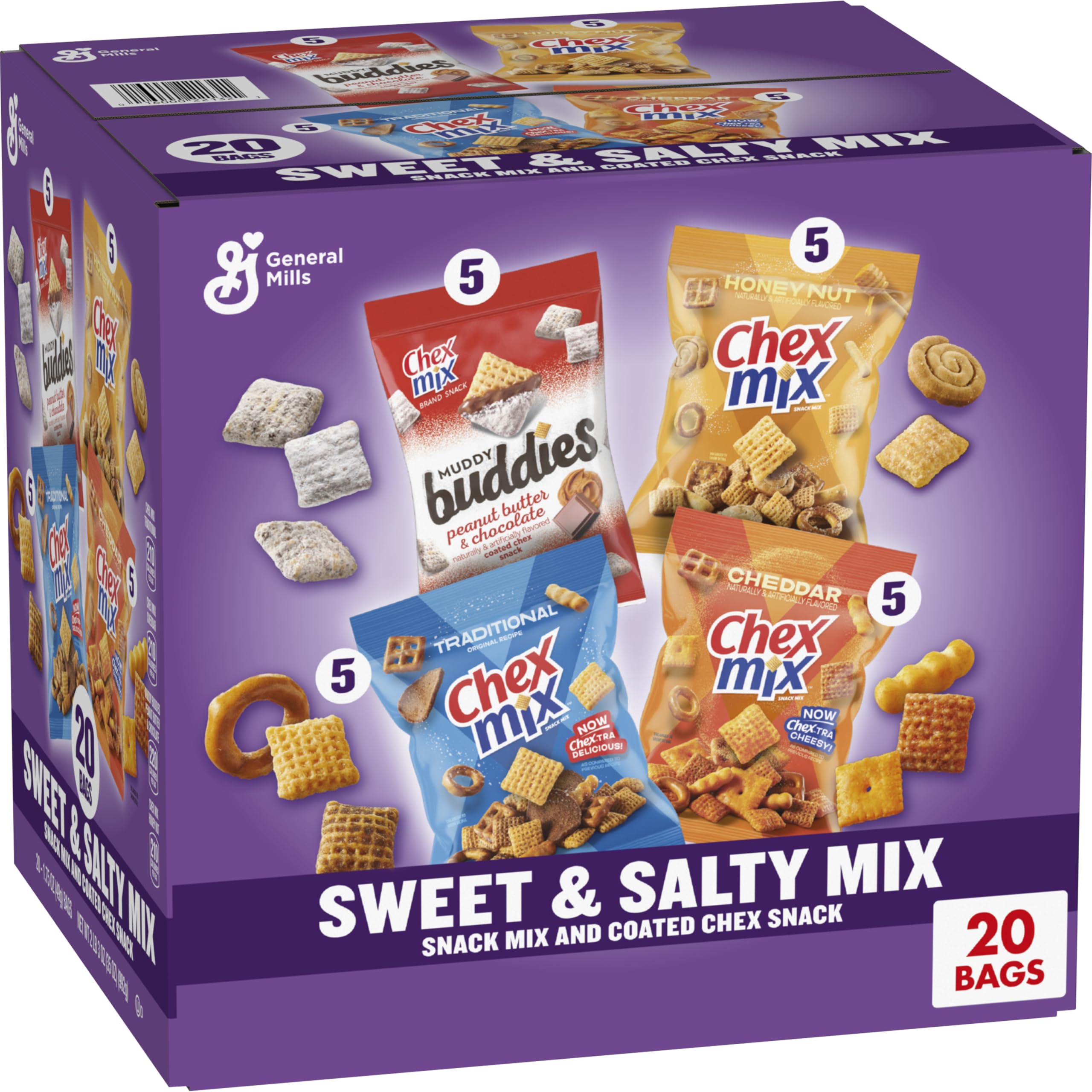 Chex Mix Sweet and Salty Variety Pack box ready for sharing at gatherings
