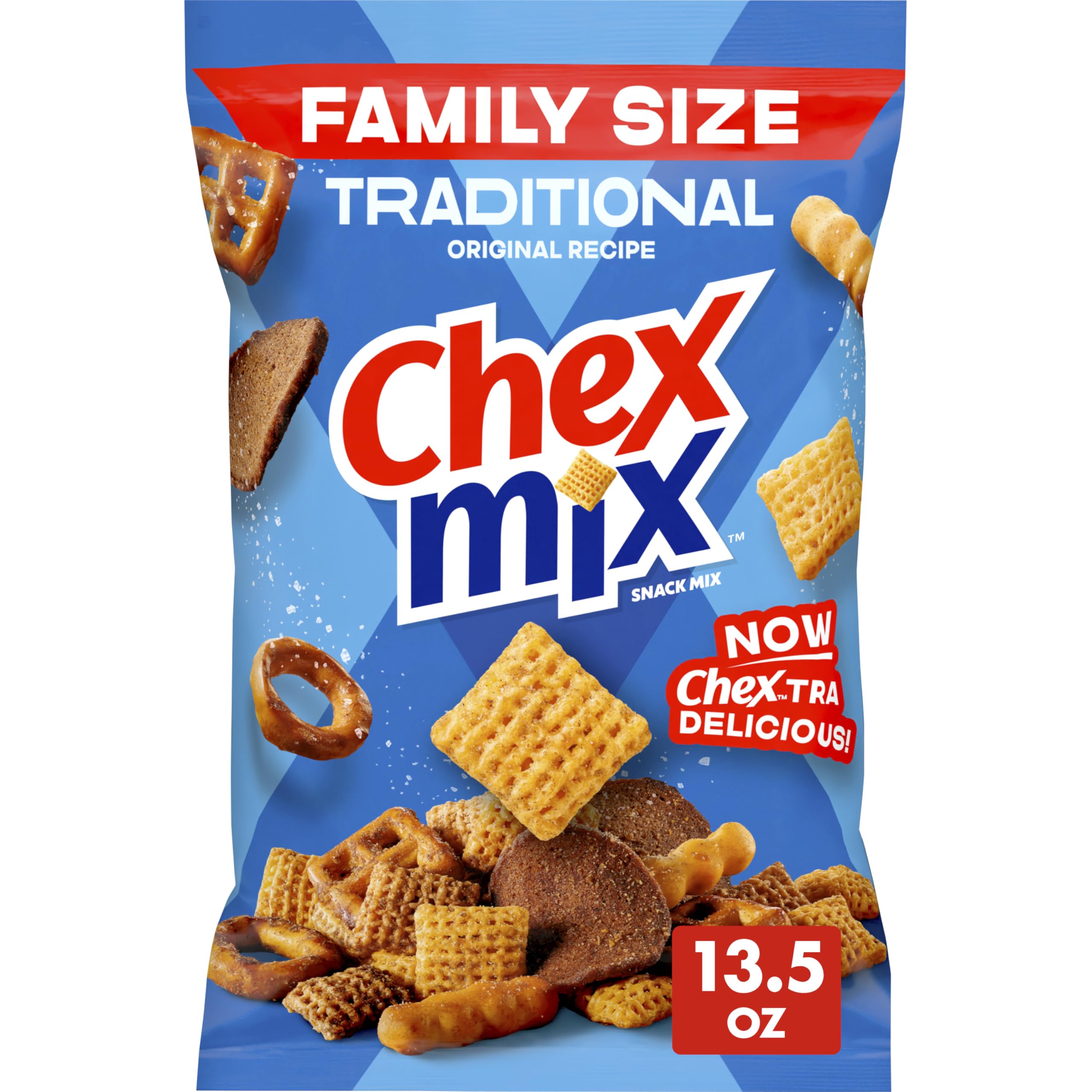 Chex Mix Traditional bag close-up highlighting original crunch for gatherings