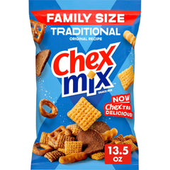 Chex Mix Traditional bag close-up highlighting original crunch for gatherings