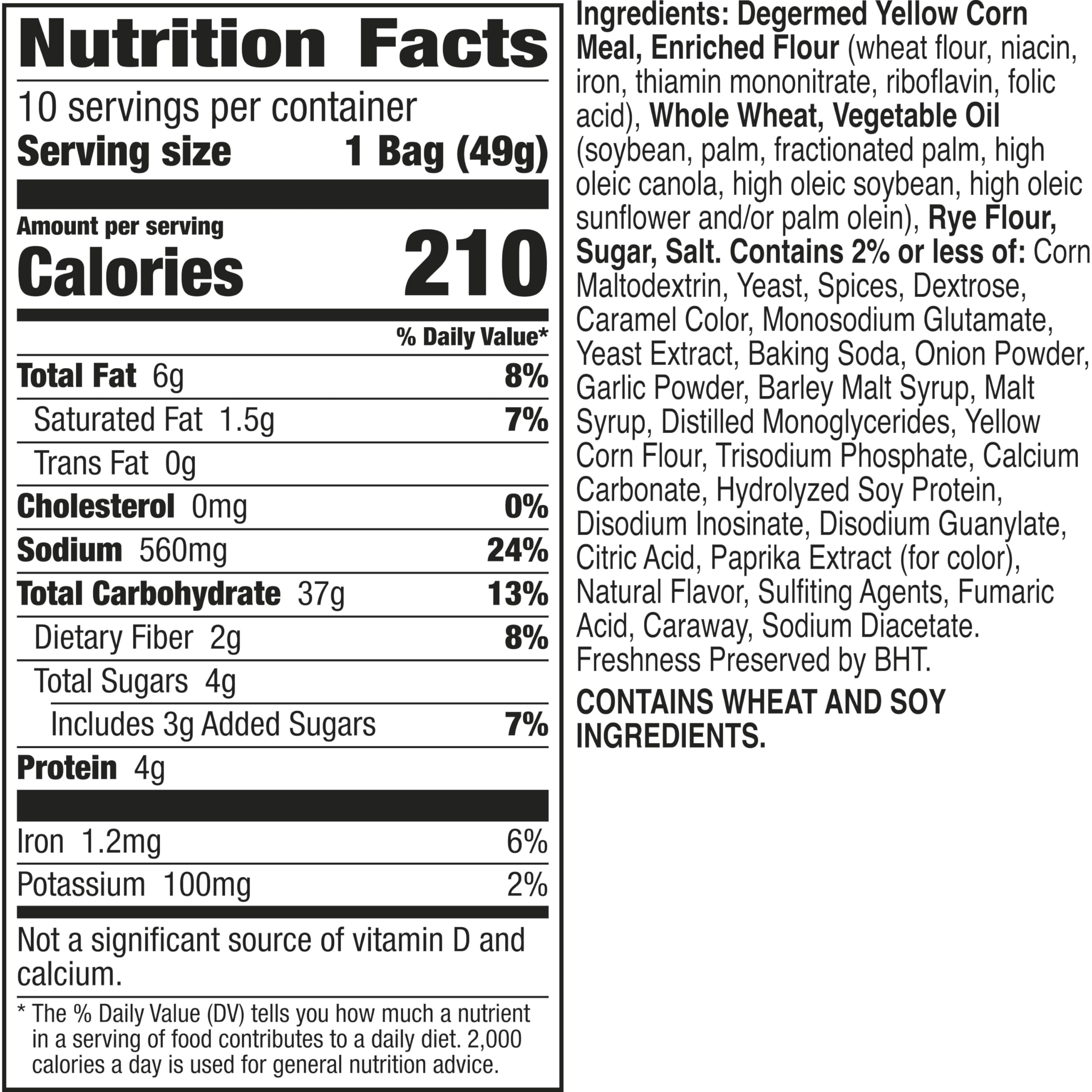 Chex Mix Traditional Original ingredients featuring corn Chex and rye chips.