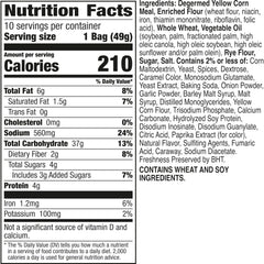 Chex Mix Traditional Original ingredients featuring corn Chex and rye chips.