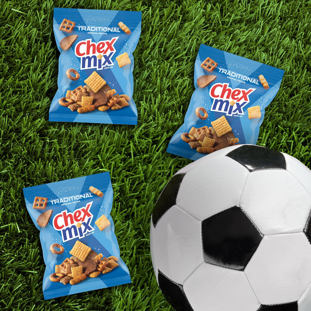 Chex Mix Traditional Original snack in a lunchbox for school days.