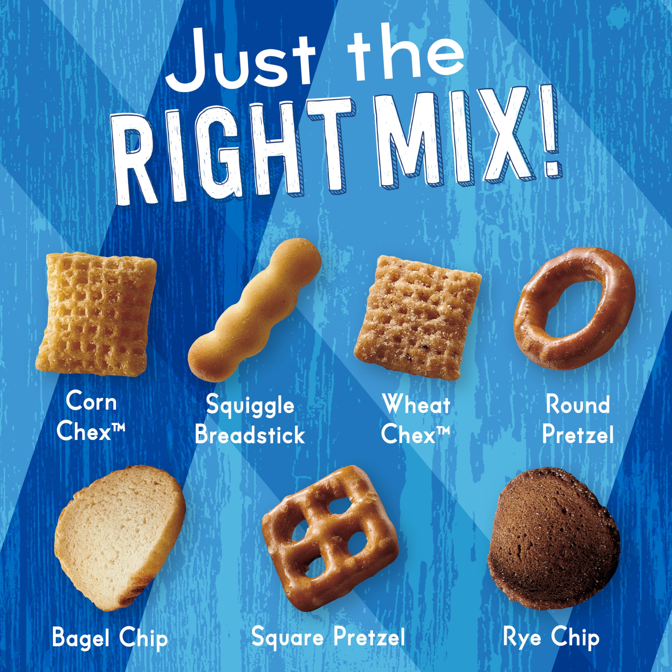 Chex Mix Traditional texture close-up with bold seasoning