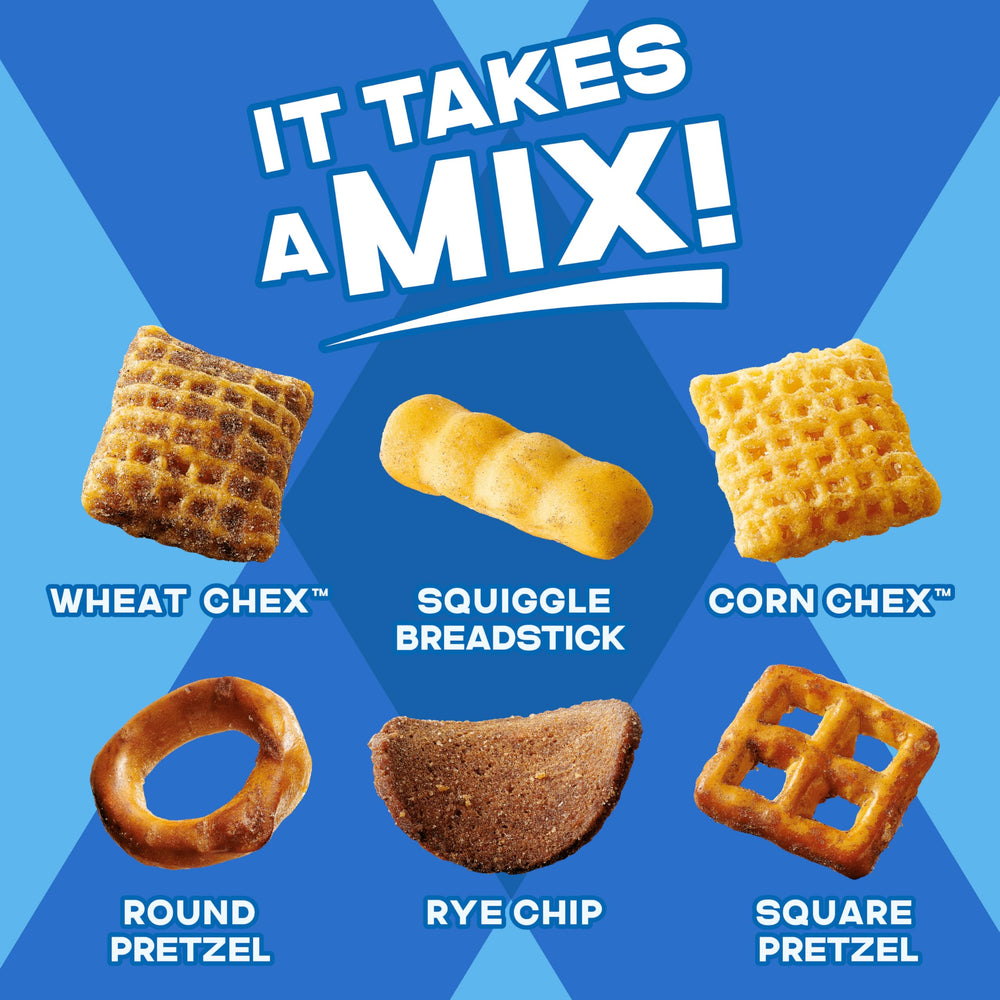 Chex Mix breadsticks and pretzels variety enhances the crunch during movie night