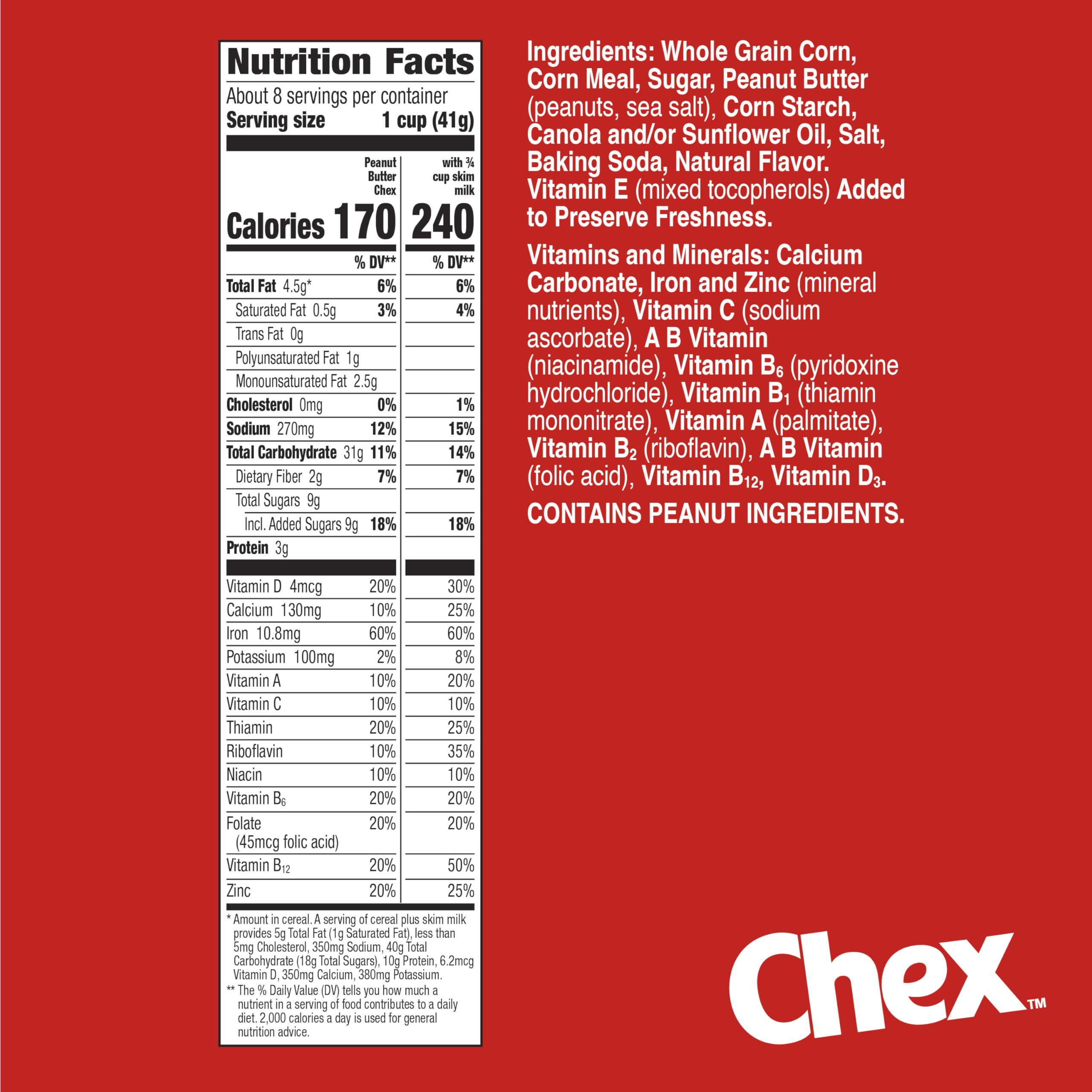 Chex Peanut Butter Cereal bowl with milk for a quick breakfast treat.