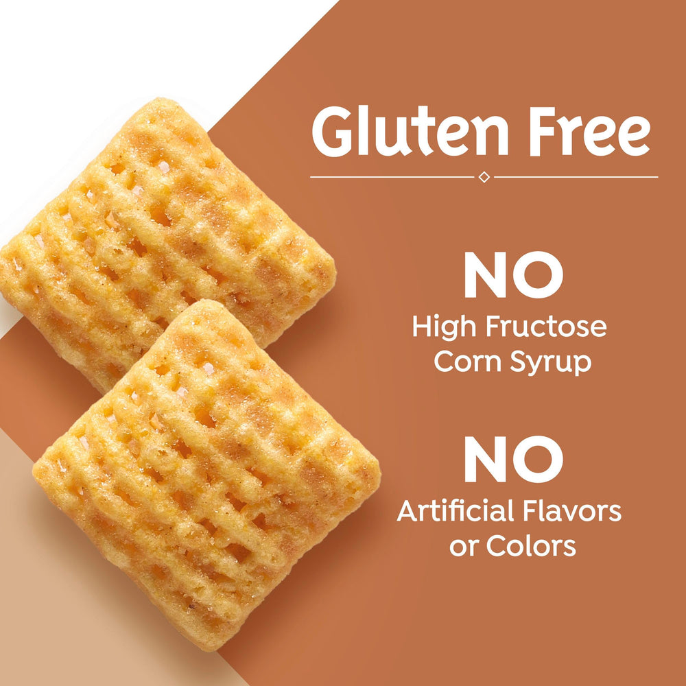 Chex Peanut Butter Cereal packaging with serving size guidance for busy mornings.
