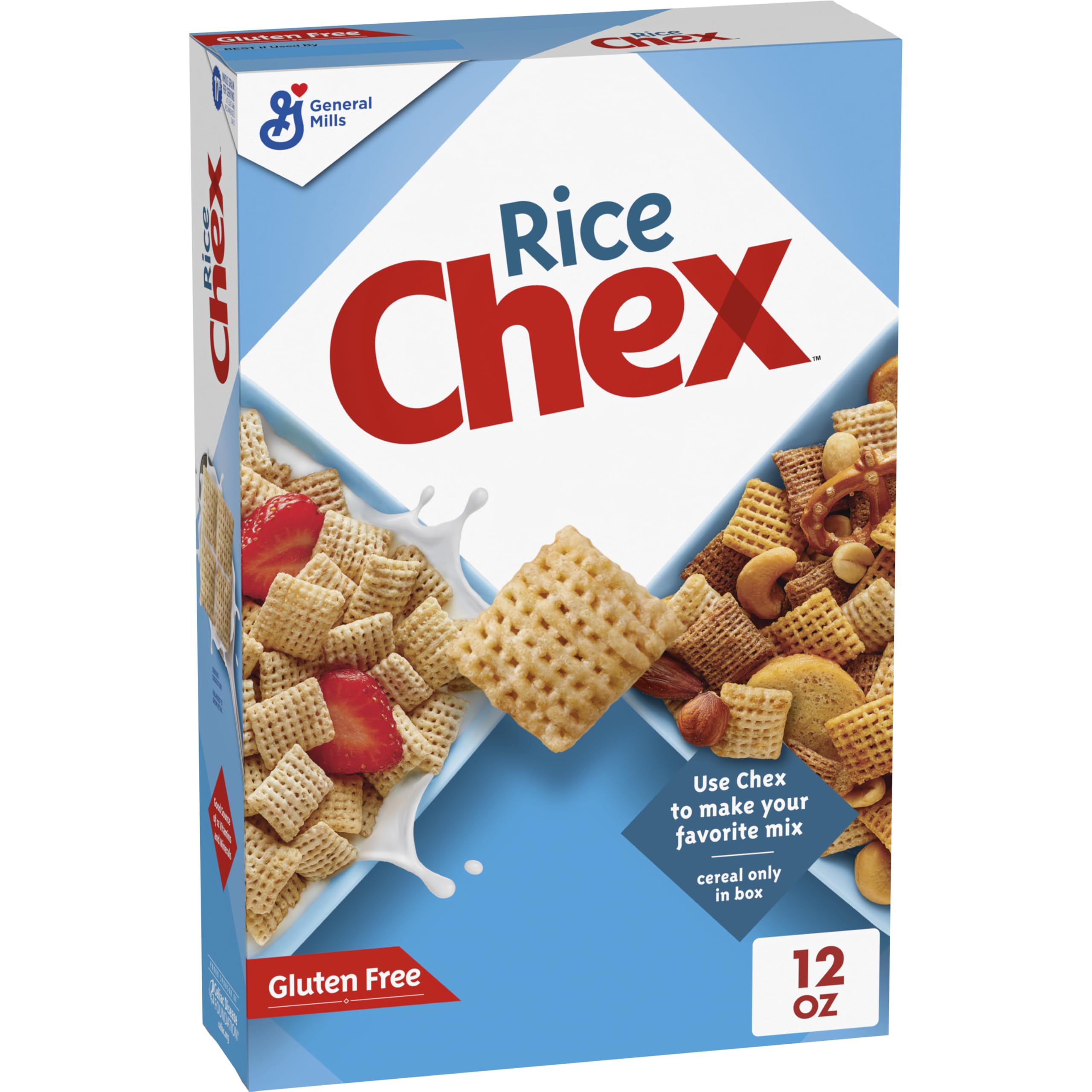 Chex Rice Cereal box front showing gluten free breakfast option
