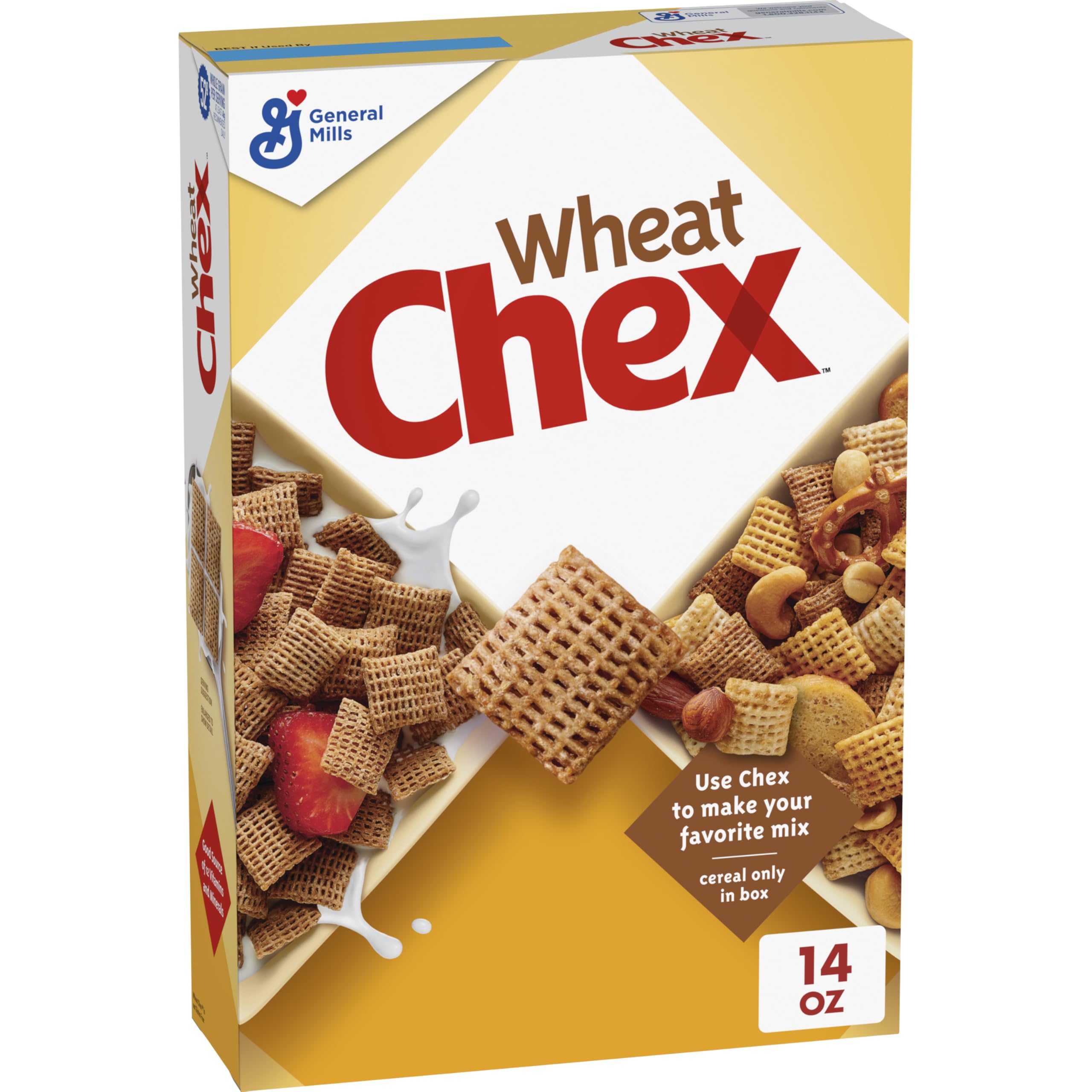 Chex Wheat Cereal bowl in milk for quick, wholesome breakfast