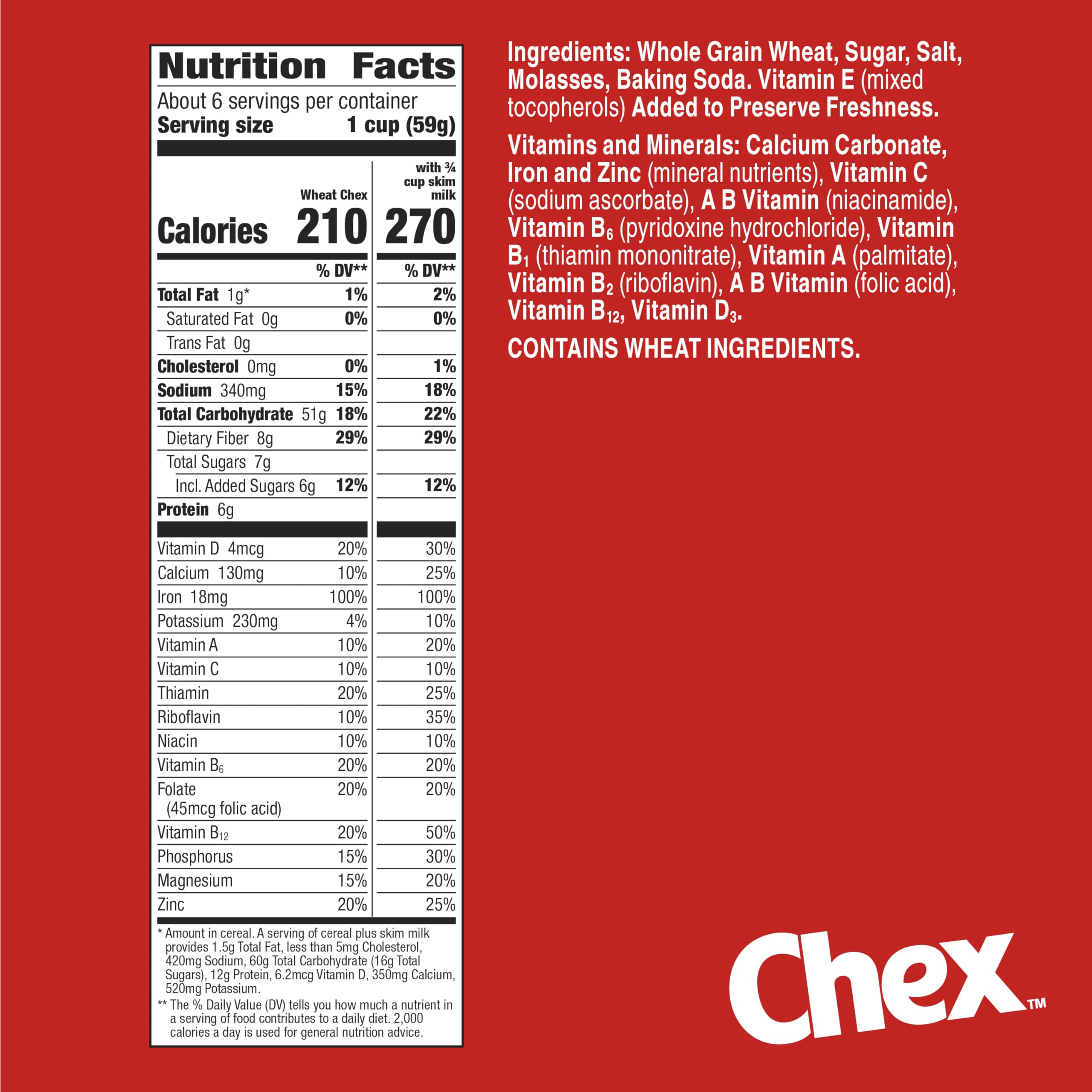 Chex Wheat Cereal crisp squares close-up showing oven-toasted texture