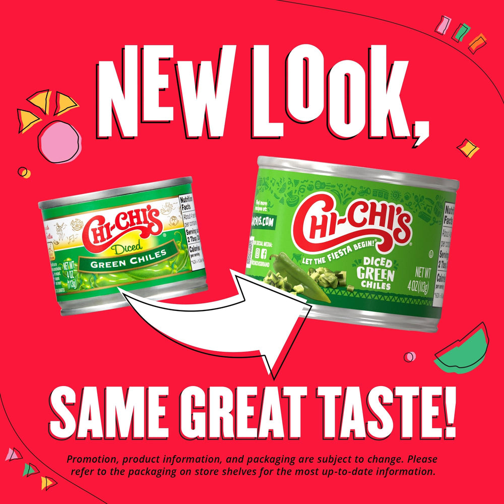 CHI-CHI'S Diced Green Chiles can on shelf showcases shelf-stable convenience.