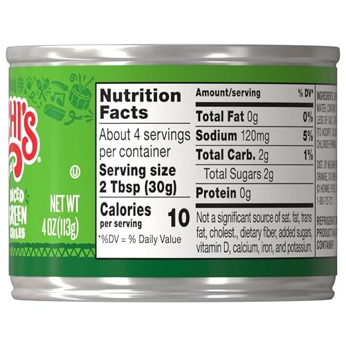 CHI-CHI'S Diced Green Chiles label close-up for easy recipe prep inspiration.