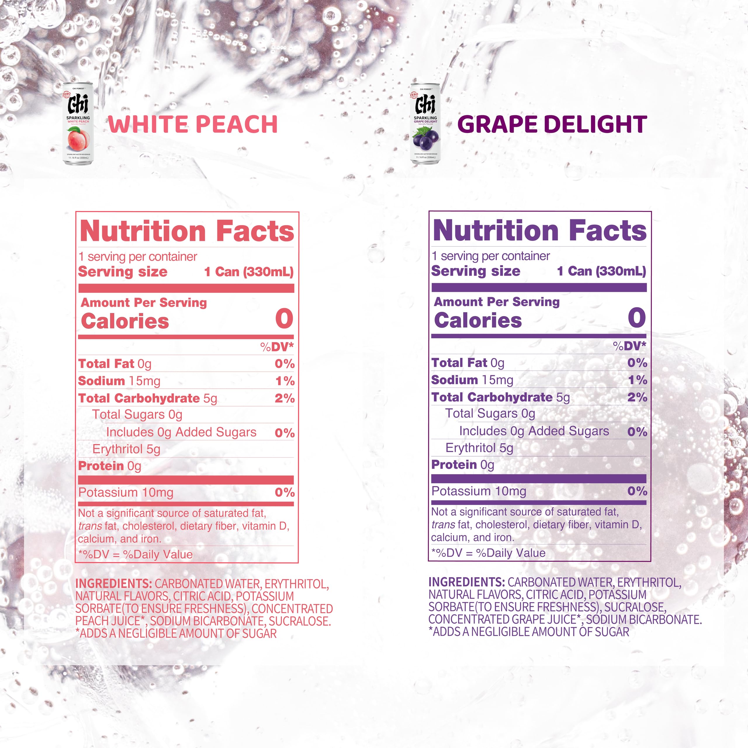 CHI FOREST Grape sparkling water can for a bright, zero-calorie refreshment.