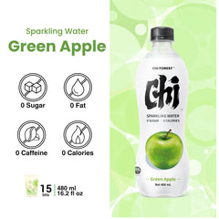 CHI FOREST Green Apple Sparkling Water bottle condensation for a cool feel