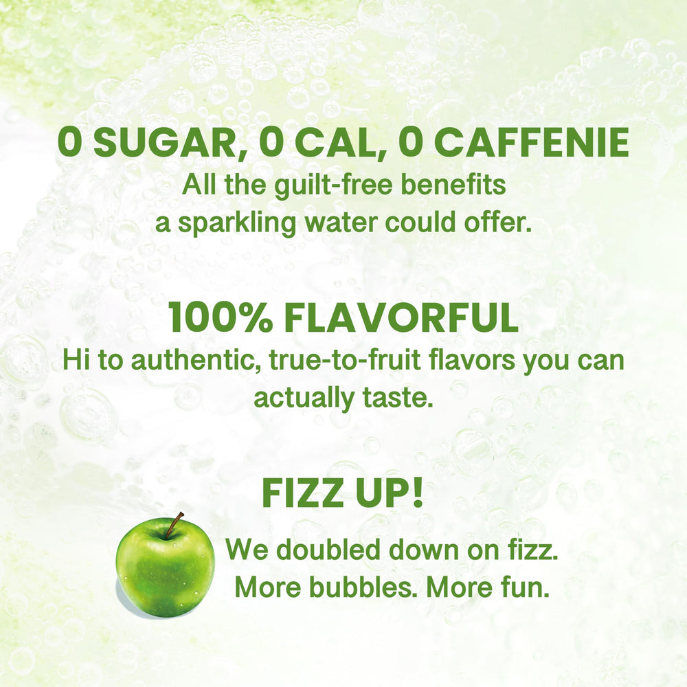 CHI FOREST Green Apple Sparkling Water glass pour shows crisp, refreshing sip