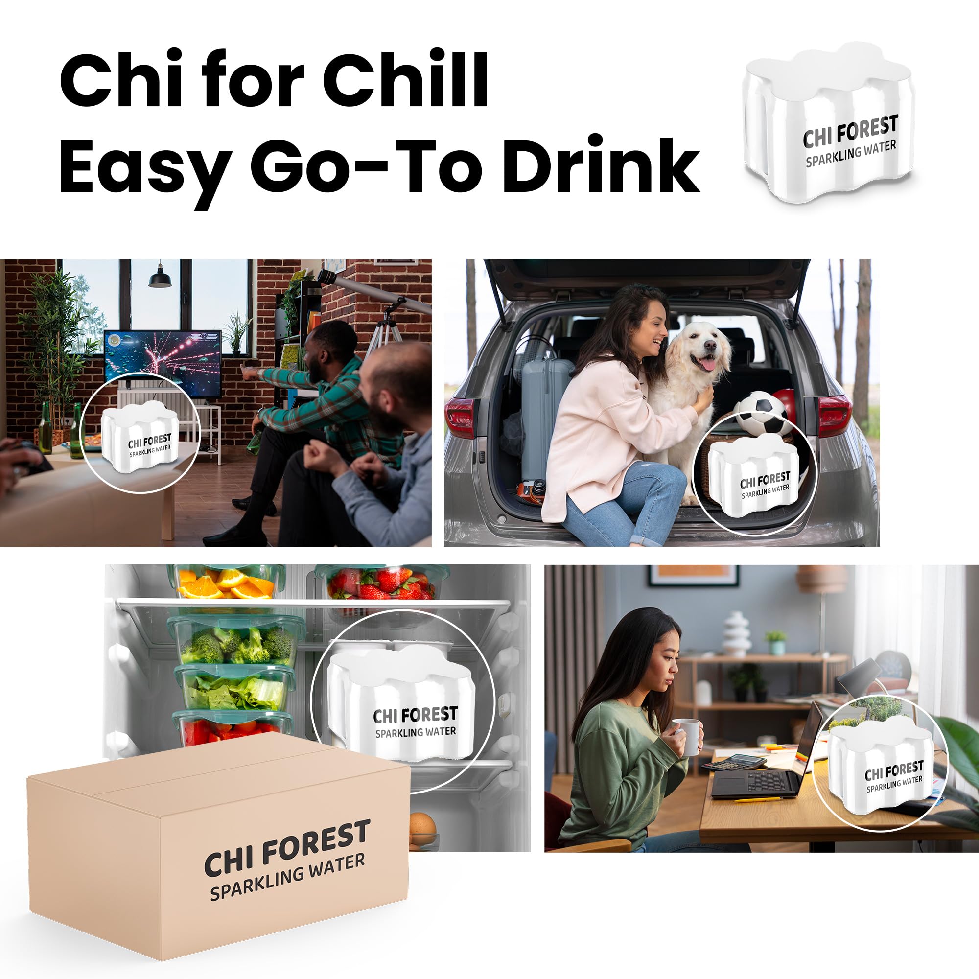 CHI FOREST Lychee Fizzy Water 24 pack on shelf-ready packaging