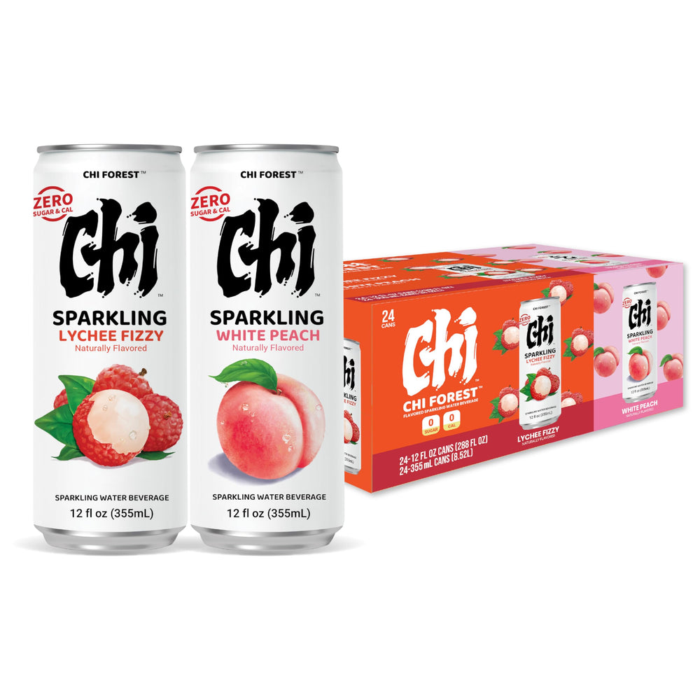 CHI FOREST Lychee White Peach can pour reveals sparkling flavor ready to enjoy.