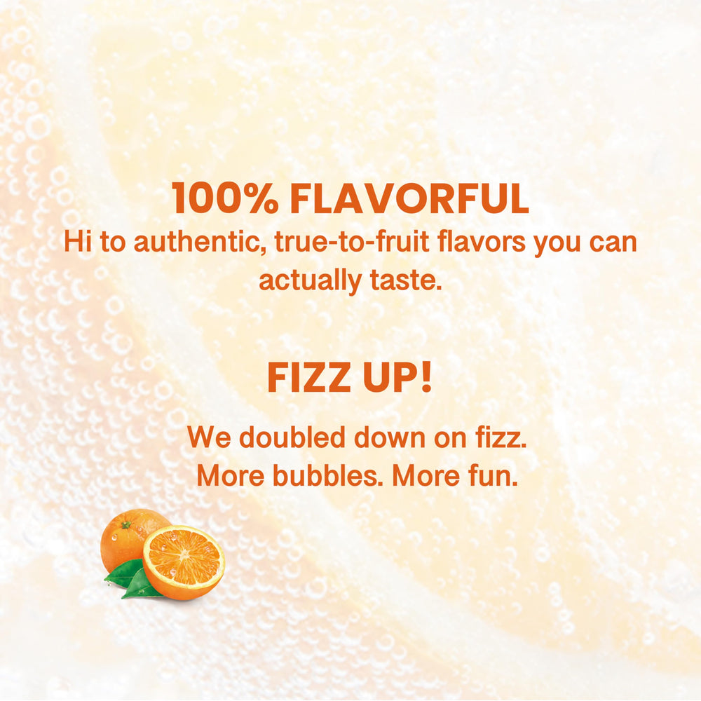 CHI FOREST Orange Sparkling Water closeup reveals crisp citrus aroma