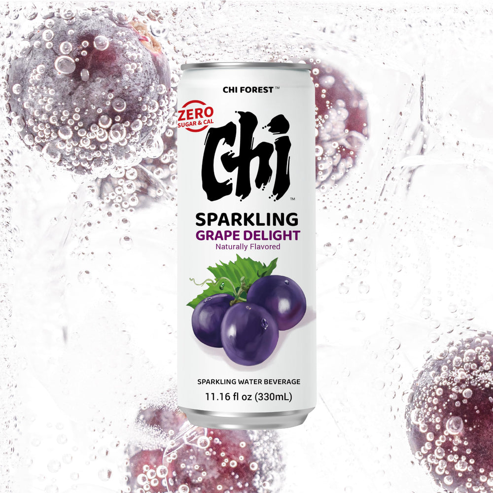 CHI FOREST Cans chilled on ice highlight quick refreshment.