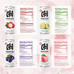 CHI FOREST sparkling water can close-up shows convenient 11.16 oz cans for quick office breaks.