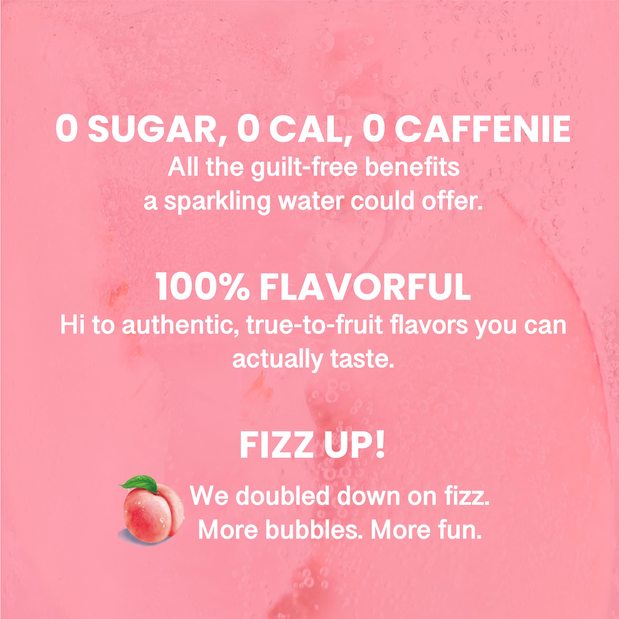 CHI FOREST White Peach Sparkling Water label emphasizes flavor and zero calories.