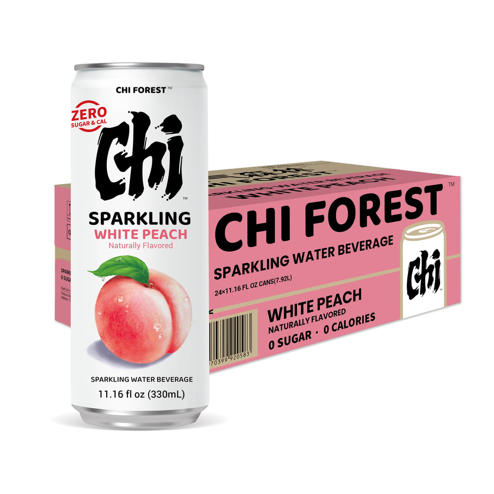 CHI FOREST White Peach Sparkling Water multi-pack for convenient gatherings.