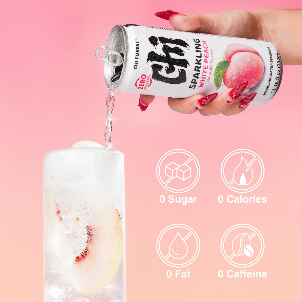 CHI FOREST White Peach Sparkling Water pour reveals peach notes.