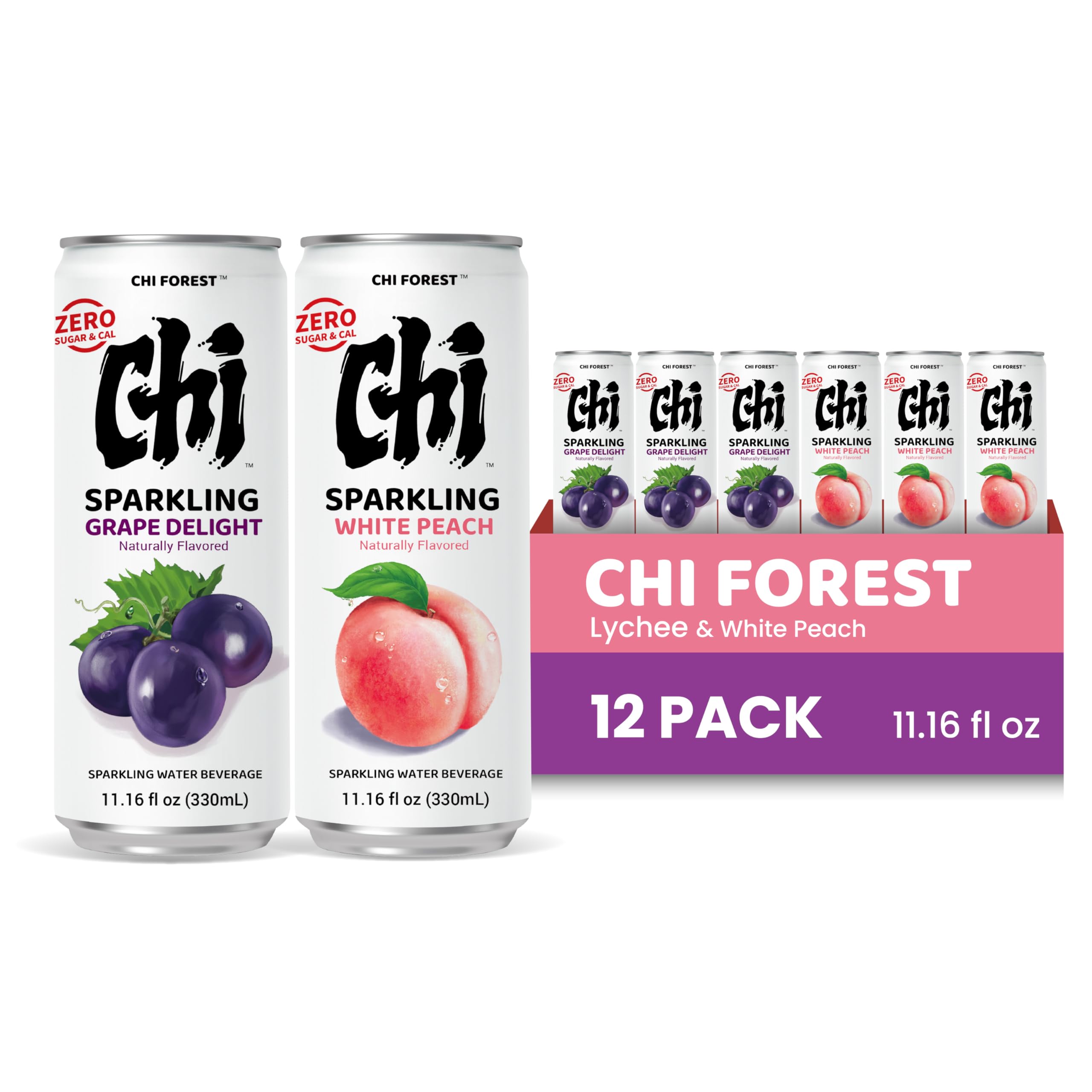 CHI FOREST Peach Sparkling Water can shows natural flavor and easy sipping.