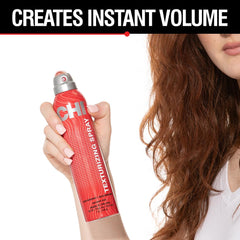 Texture detail showing lift and body with CHI hairspray