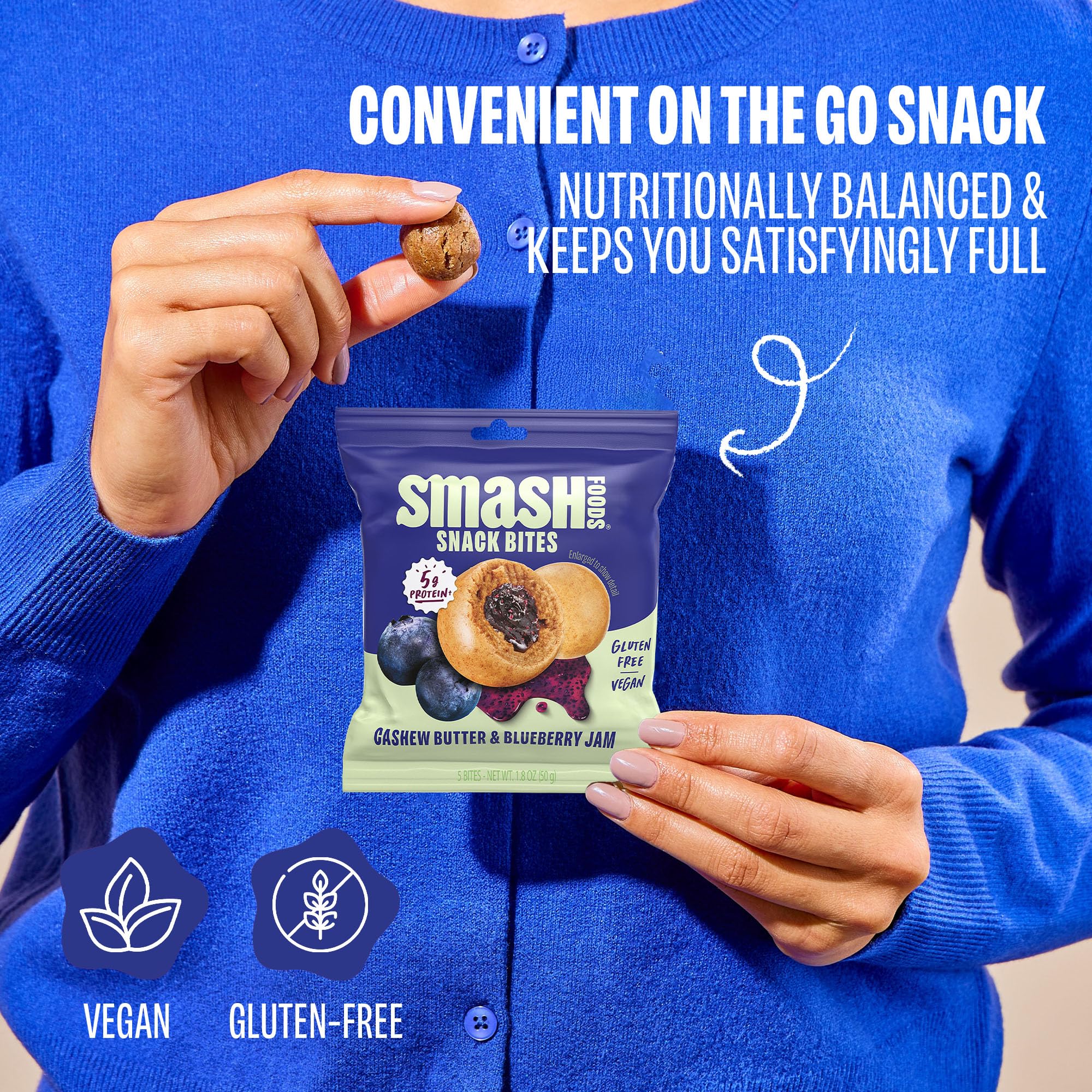 Chia Smash Blueberry Energy Bites ingredients highlight cashew butter and chia seeds