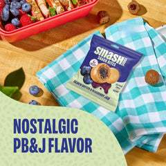 Chia Smash Blueberry Energy Bites texture with chewy bite and blueberry jam