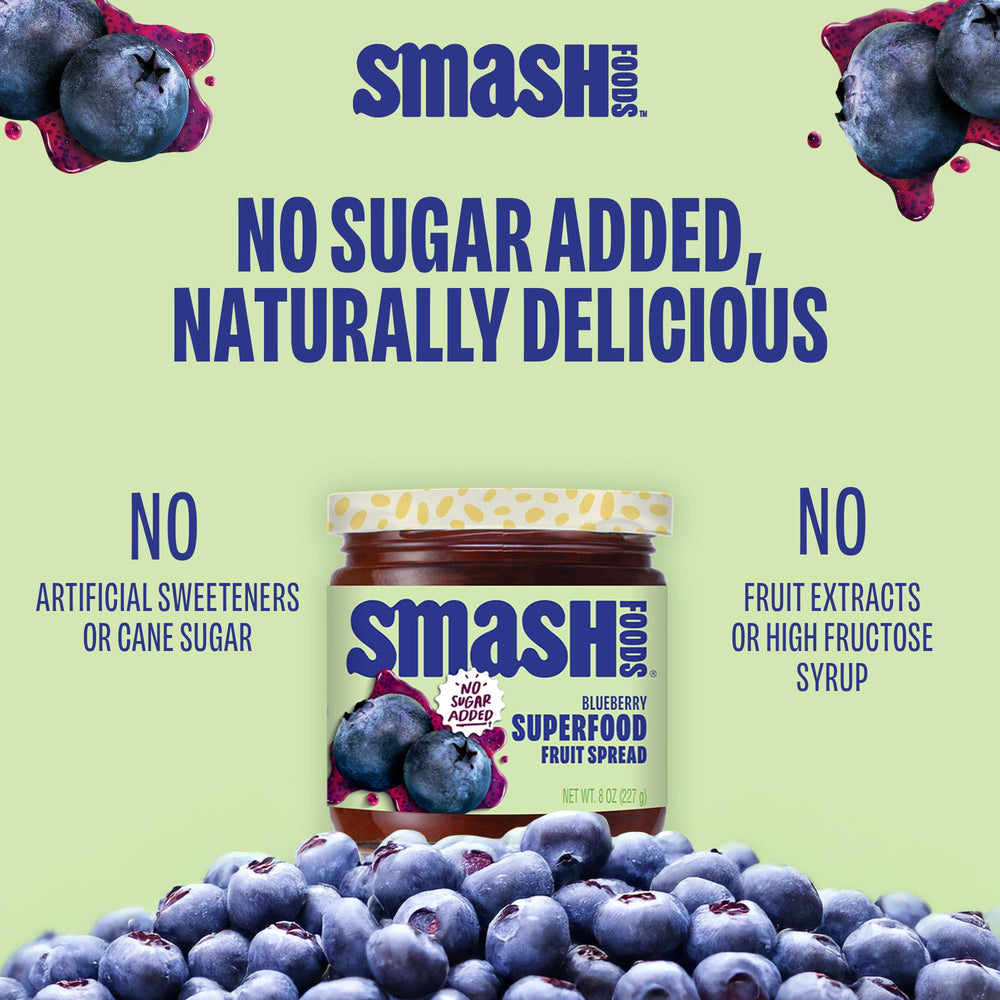 Chia Smash Blueberry Jam spoon over oats.
